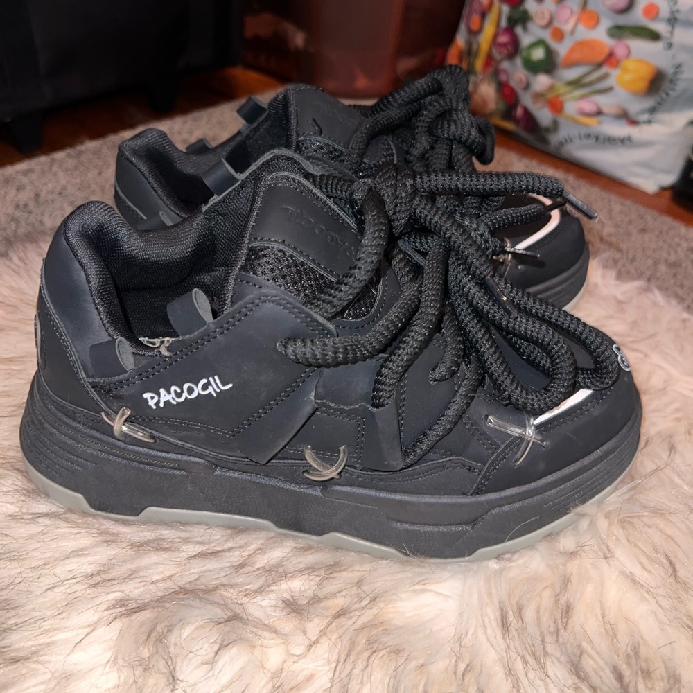 Shein Black Chunky Platform Athletic Sneakers